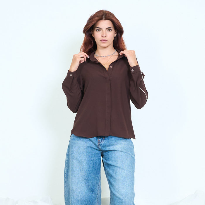 Contrast stripe long-sleeve shirt wholesale