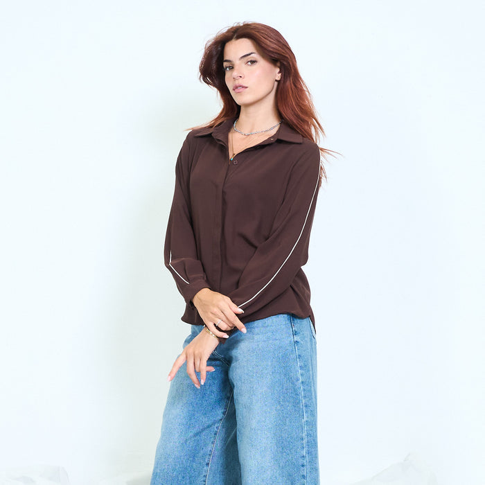 Contrast stripe long-sleeve shirt wholesale