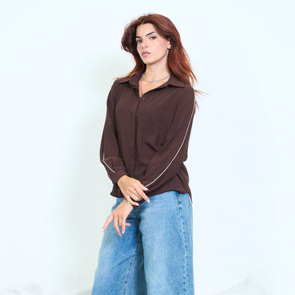 Contrast stripe long-sleeve shirt wholesale
