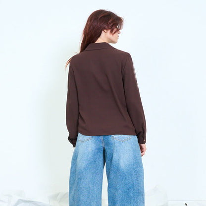 Contrast stripe long-sleeve shirt wholesale