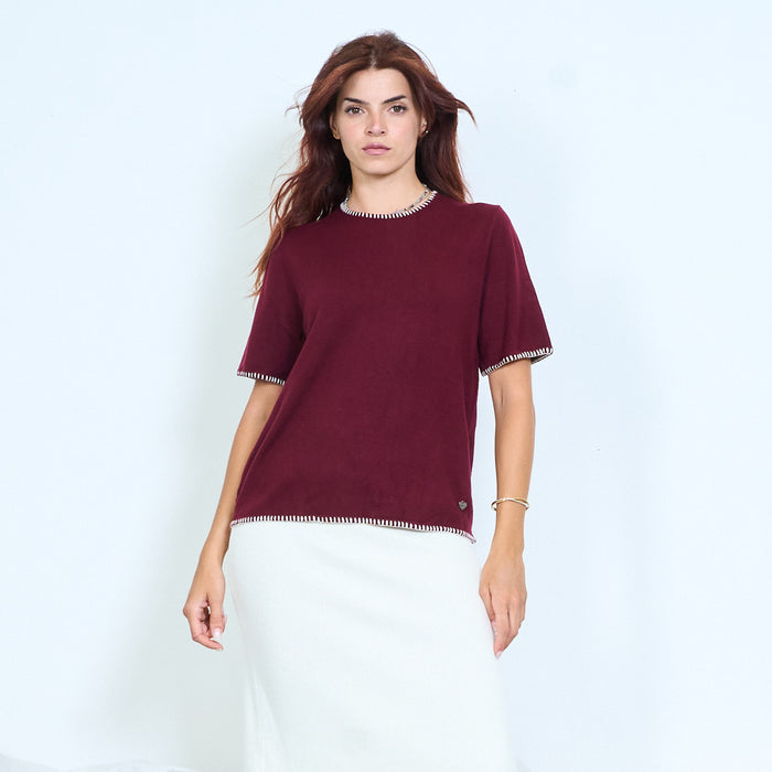 Contrast trim knit top wholesale