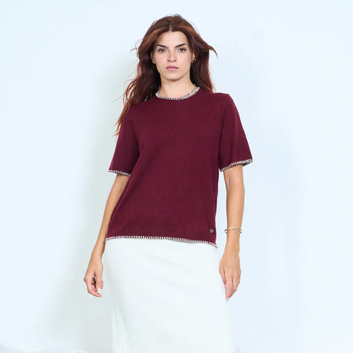 Contrast trim knit top wholesale