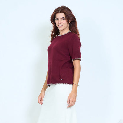 Contrast trim knit top wholesale