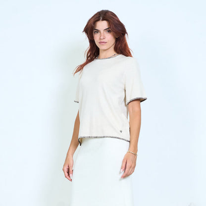 Contrast trim knit top wholesale