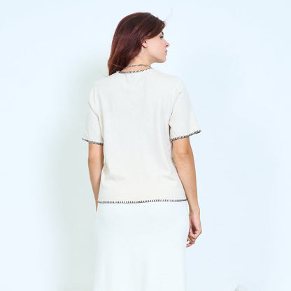 Contrast trim knit top wholesale