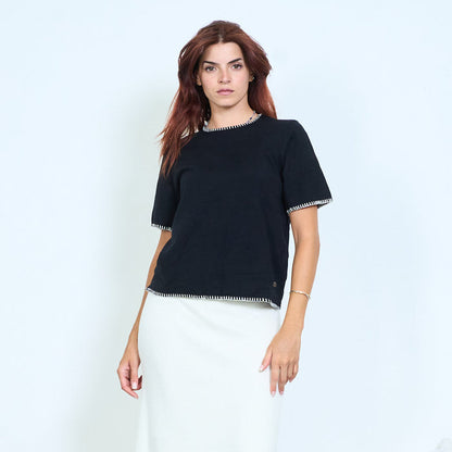 Contrast trim knit top wholesale