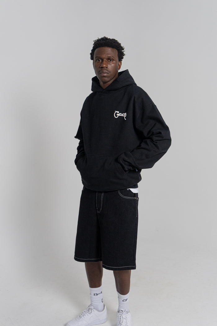 CRATE SCRIPTED BOX FIT HOODIE BLACK