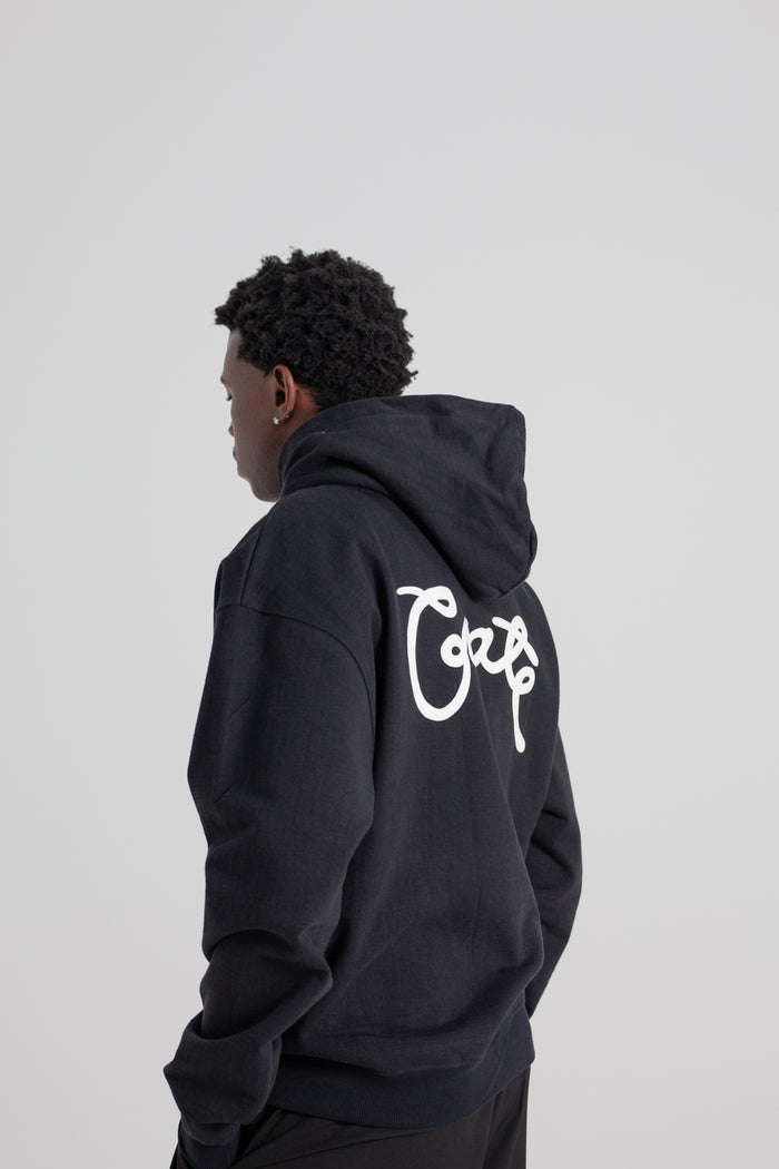 CRATE SCRIPTED BOX FIT HOODIE BLACK