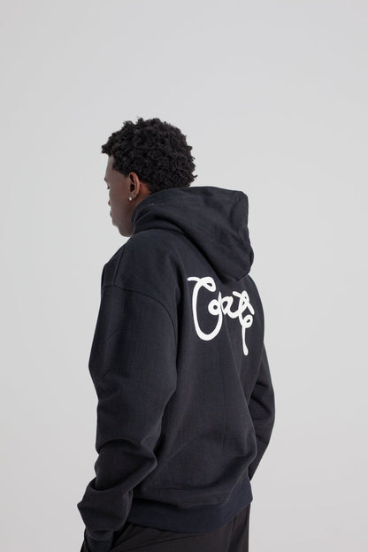 CRATE SCRIPTED BOX FIT HOODIE BLACK
