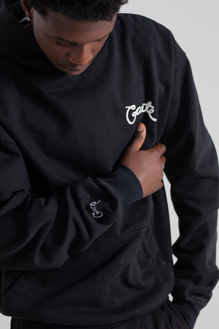 CRATE SCRIPTED BOX FIT HOODIE BLACK
