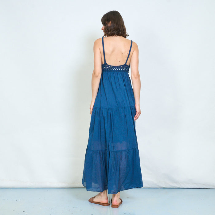Crochet bodice tiered maxi dress wholesale