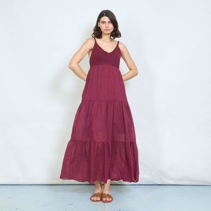 Crochet bodice tiered maxi dress wholesale