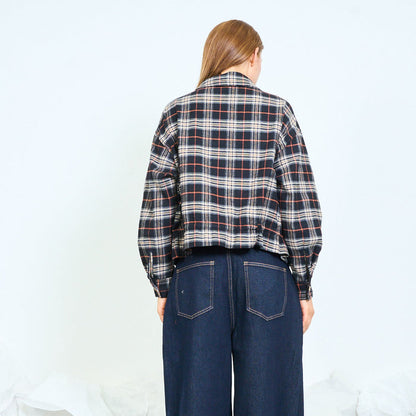 Cropped checked utility shirt jacket wholesale