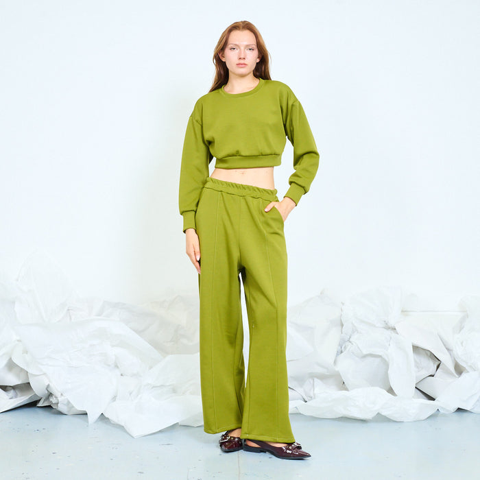 Cropped sweatshirt and wide-leg trousers set wholesale