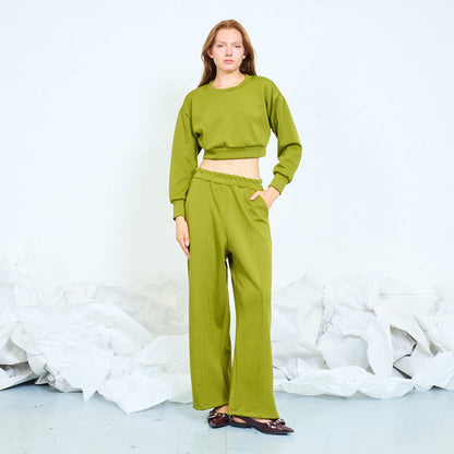 Cropped sweatshirt and wide-leg trousers set wholesale