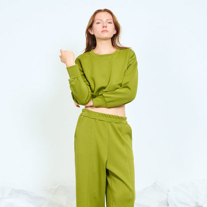 Cropped sweatshirt and wide-leg trousers set wholesale