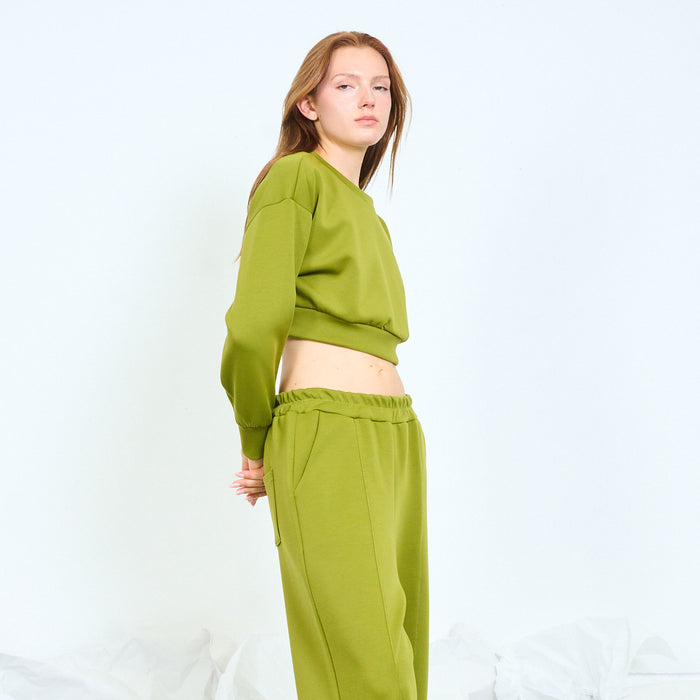 Cropped sweatshirt and wide-leg trousers set wholesale