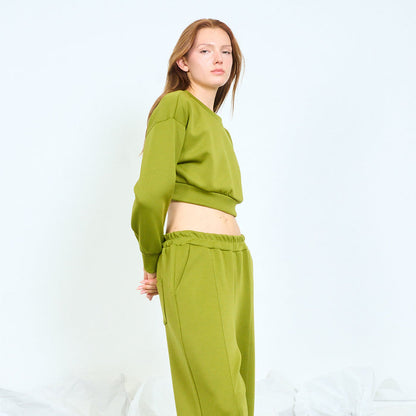 Cropped sweatshirt and wide-leg trousers set wholesale