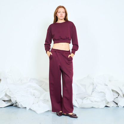 Cropped sweatshirt and wide-leg trousers set wholesale