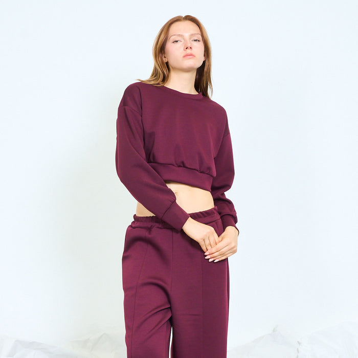 Cropped sweatshirt and wide-leg trousers set wholesale
