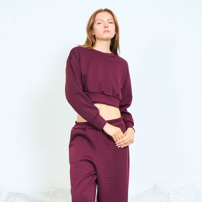 Cropped sweatshirt and wide-leg trousers set wholesale