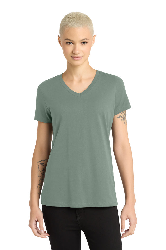 District Made Women's Perfect Weight V-Neck Tee. DM1170L.