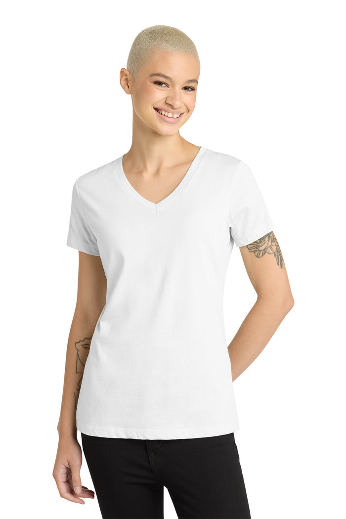 District Made Women's Perfect Weight V-Neck Tee. DM1170L.