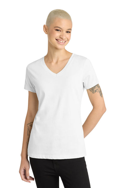 District Made Women's Perfect Weight V-Neck Tee. DM1170L.