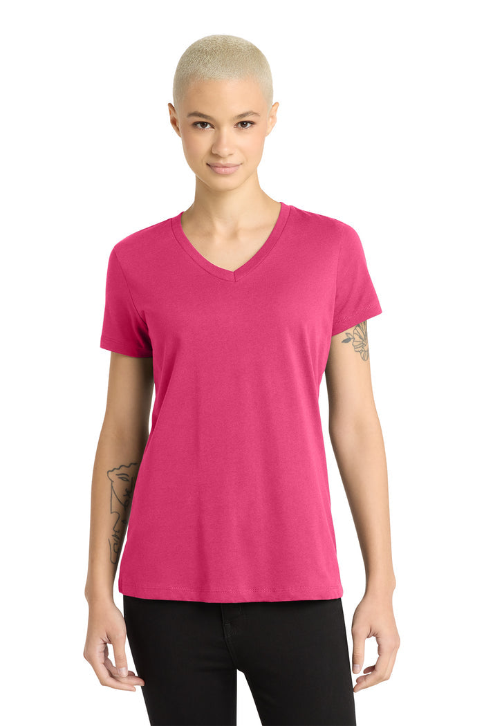 District Made Women's Perfect Weight V-Neck Tee. DM1170L.