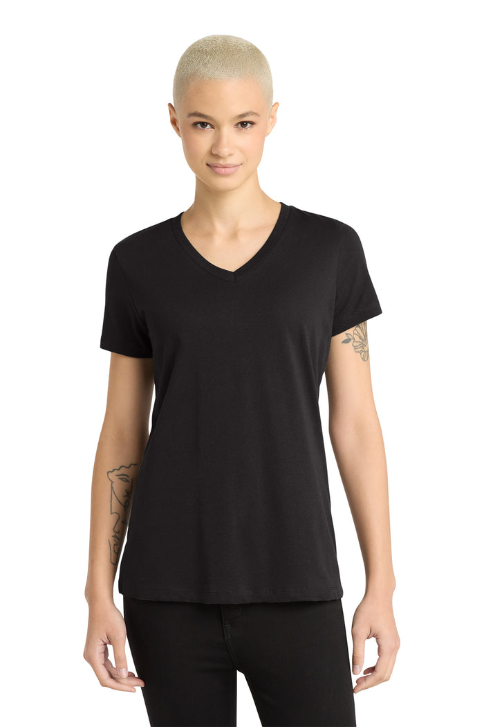 District Made Women's Perfect Weight V-Neck Tee. DM1170L.