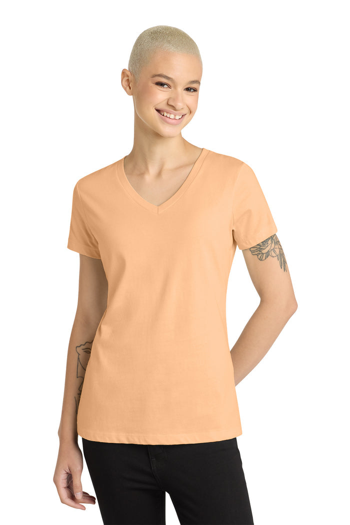 District Made Women's Perfect Weight V-Neck Tee. DM1170L.