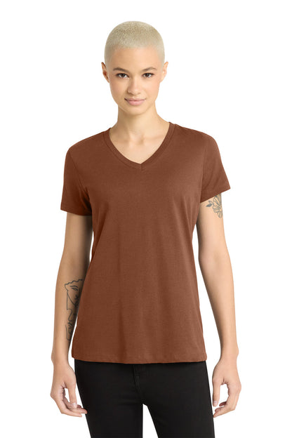 District Made Women's Perfect Weight V-Neck Tee. DM1170L.