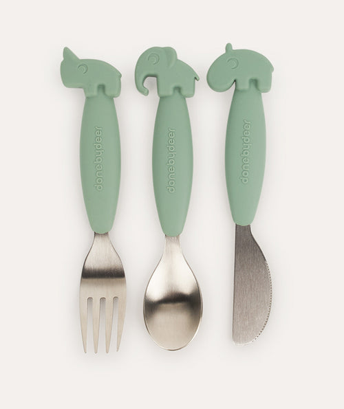 Done By Deer Easygrip Cutlery Set - Deer Friends Green