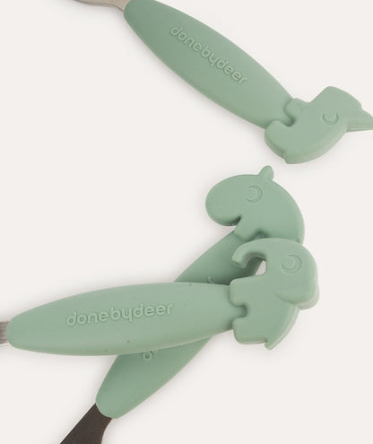 Done By Deer Easygrip Cutlery Set - Deer Friends Green