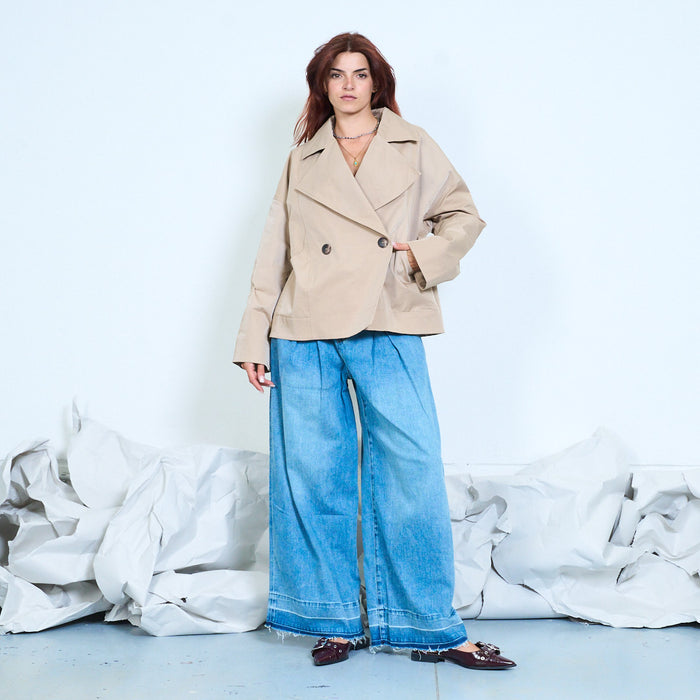 Double breasted cropped jacket wholesale