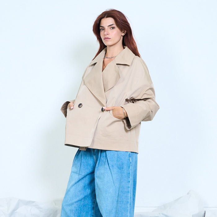 Double breasted cropped jacket wholesale