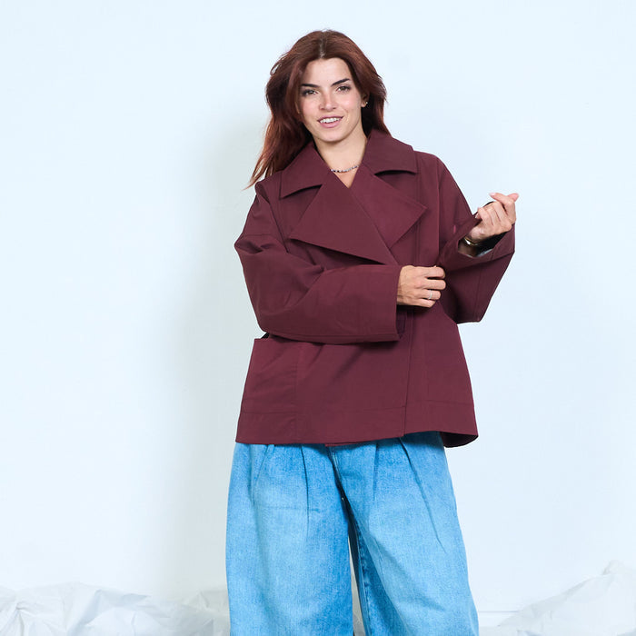 Double breasted cropped jacket wholesale