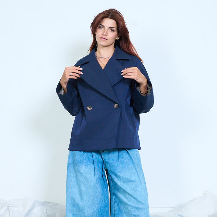 Double breasted cropped jacket wholesale