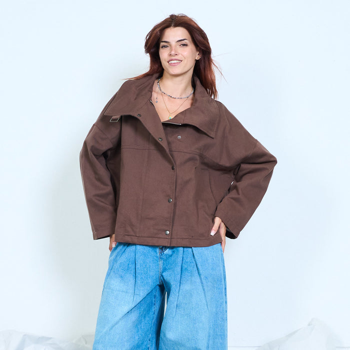 Draped funnel neck jacket wholesale