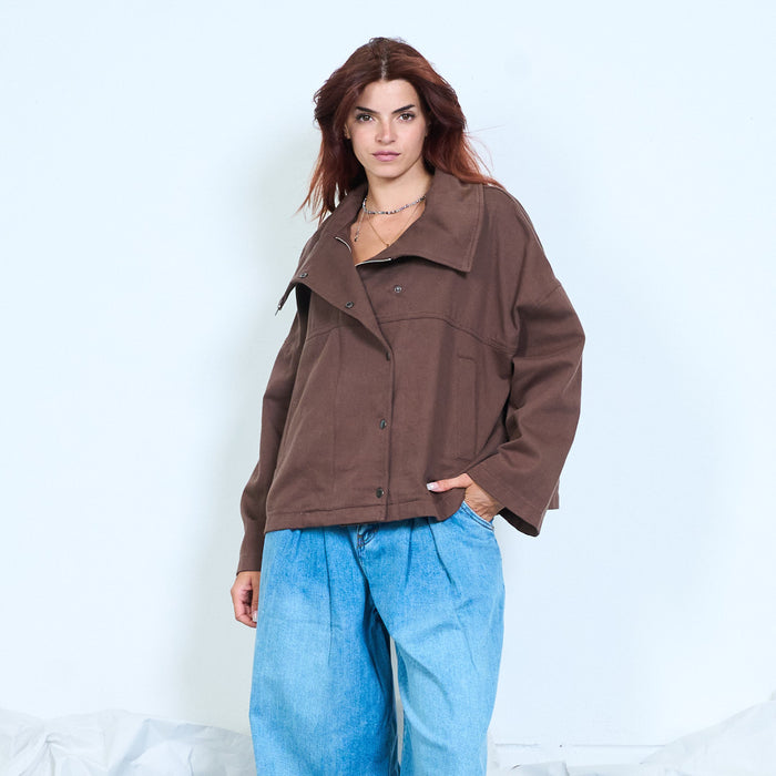 Draped funnel neck jacket wholesale