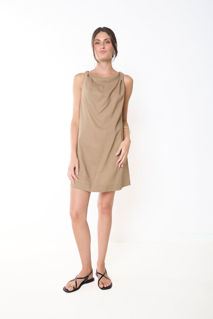 Draped neckline shift mini dress wholesale