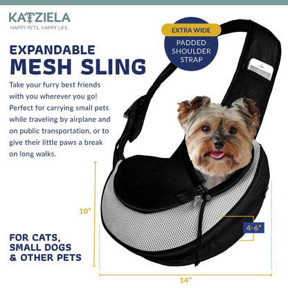 Pet Expandable Sling - Black: Green
