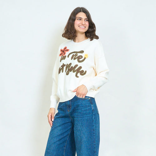 Embroidered knit sweater wholesale