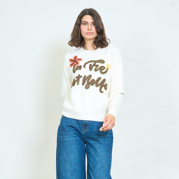Embroidered knit sweater wholesale
