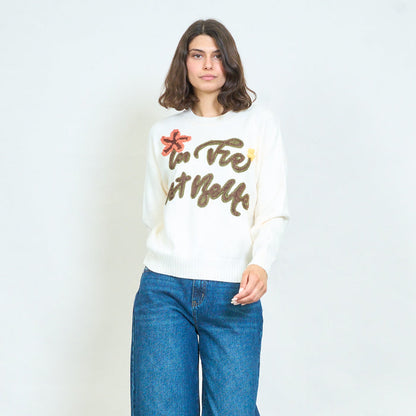 Embroidered knit sweater wholesale