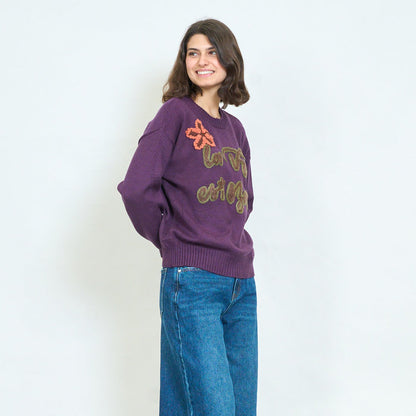 Embroidered knit sweater wholesale