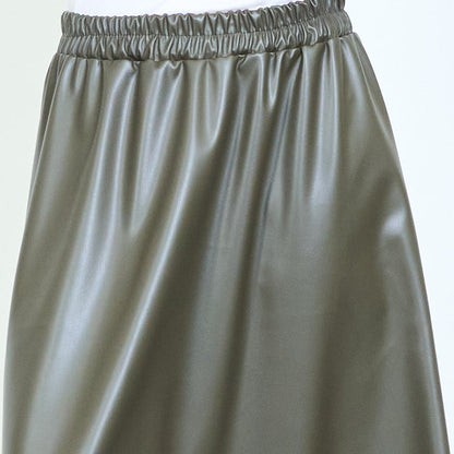 Faux leather flowing midi skirt with elasticated waistband wholesale