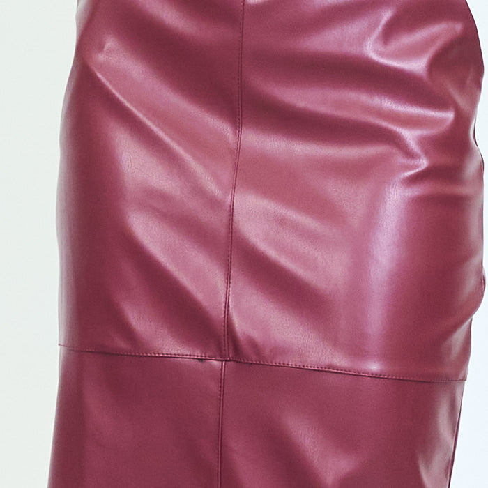 Faux leather midi skirt with back zipper wholesale