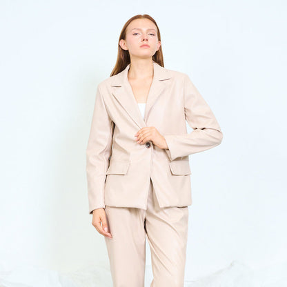 Faux leather single-breasted blazer wholesale