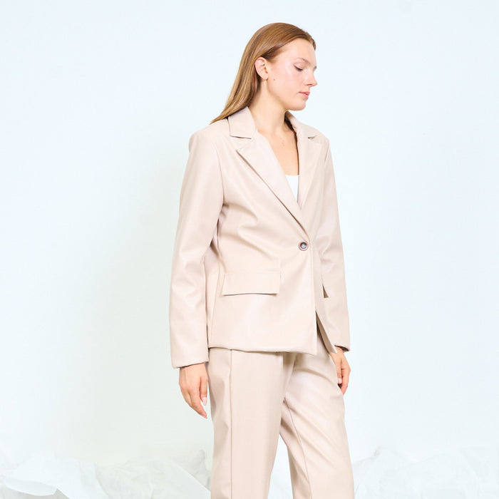 Faux leather single-breasted blazer wholesale